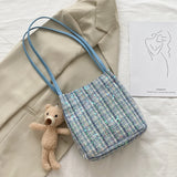 Wool Woven Bucket Handbag Women Sequined Bling Bling Shoulder Bags