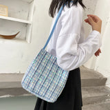 Wool Woven Bucket Handbag Women Sequined Bling Bling Shoulder Bags