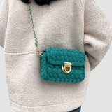 Handmade Wool Woven Shoulder Bag with Crochet Strap