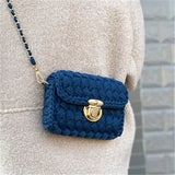 Handmade Wool Woven Shoulder Bag with Crochet Strap