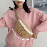 Autumn Winter Lamb Fur Chest Bag Ins Girl Plush Messenger Waist Bag