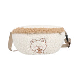 Autumn Winter Lamb Fur Chest Bag Ins Girl Plush Messenger Waist Bag