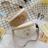 Autumn Winter Lamb Fur Chest Bag Ins Girl Plush Messenger Waist Bag