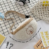 Autumn Winter Lamb Fur Chest Bag Ins Girl Plush Messenger Waist Bag