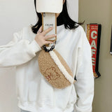 Autumn Winter Lamb Fur Chest Bag Ins Girl Plush Messenger Waist Bag