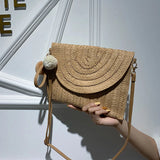 Wool Ball Decorative Shoulder Messenger Bag