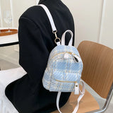 Wool Plaid Women Backpack Small Multifunction Shoulder Bags Lady Back Pack