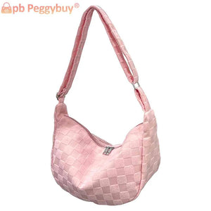 Plaid Women Crossbody Bag Large Capacity Solid