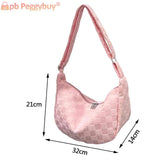 Plaid Women Crossbody Bag Large Capacity Solid