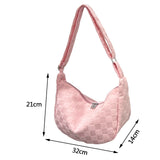 Plaid Crossbody Bag Large Capacity Adjustable Strap for Shopping Party