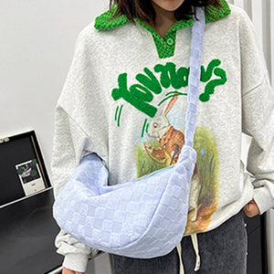 Plaid Woolen Cloth Crossbody Bag Large Capacity Women Underarm Bag