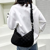 Plaid Woolen Cloth Crossbody Bag Large Capacity Women Underarm Bag