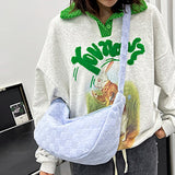 Plaid Woolen Cloth Crossbody Bag Large Capacity Women Underarm Bag