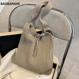 Woolen Knitted Braid Women Handbag Crochet Knitting Shoulder Bags Tote Bags