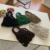 Woven Bag Women's Casual Portable Bucket Hollow Woven Bag Small Clutch
