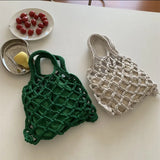 Woven Bag Women's Casual Portable Bucket Hollow Woven Bag Small Clutch