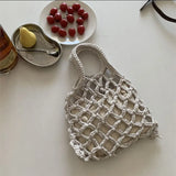 Woven Bag Women's Casual Portable Bucket Hollow Woven Bag Small Clutch