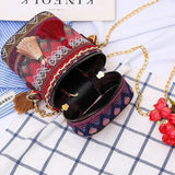 Ethnic Style Bucket Shoulder Bag Tassel Chain Handbags