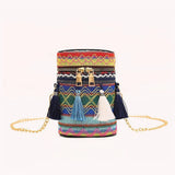 Ethnic Style Bucket Shoulder Bag Tassel Chain Handbags