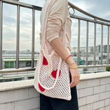 Large Capacity Woven Crochet Tote Bag Eco-Friendly Reusable Foldable for Women