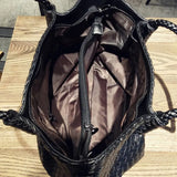 Woven Handbags Ladies Shoulder Bags Large Capacity Zippers Solid Colors