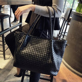 Woven Handbags Ladies Shoulder Bags Large Capacity Zippers Solid Colors