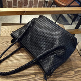 Woven Handbags Ladies Shoulder Bags Large Capacity Zippers Solid Colors