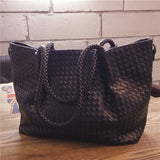 Woven Handbags Ladies Shoulder Bags Large Capacity Zippers Solid Colors