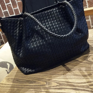 Woven Handbags Ladies Shoulder Bags Large Capacity Zippers Solid Colors