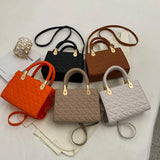 Woven Handle Quilted Crossbody Bag Vintage Shoulder Tote Women