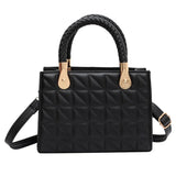 Woven Handle Quilted Crossbody Bag Vintage Shoulder Tote Women