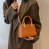 Woven Handle Quilted Crossbody Bag Vintage Shoulder Tote Women