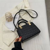 Woven Handle Quilted Crossbody Bag Vintage Shoulder Tote Women