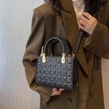Woven Handle Quilted Crossbody Bag Vintage Shoulder Tote Women