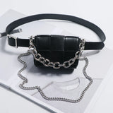 PU Leather Waist Pack for Women with Chain Shoulder Bag