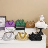 Quilted Clip Shell Clutch Bag Shoulder Crossbody Purse