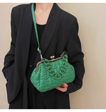 Quilted Clip Shell Clutch Bag Shoulder Crossbody Purse