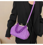 Quilted Clip Shell Clutch Bag Shoulder Crossbody Purse