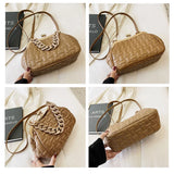 Quilted Clip Shell Clutch Bag Shoulder Crossbody Purse