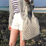 Cut-Out Tote Bag Large Capacity Double Handle Beach Bag