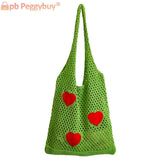 Large Capacity Woven Shoulder Bag Eco-Friendly Reusable Foldable for Women Girls