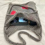 Large Capacity Woven Shoulder Bag Eco-Friendly Hollow Out for Women