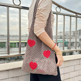 Large Capacity Woven Shoulder Bag Eco-Friendly Hollow Out for Women