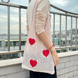 Large Capacity Woven Shoulder Bag Eco-Friendly Hollow Out for Women