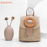 Straw Women Shoulder Backpack Bag - Holiday Schoolbag Handbags