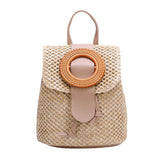 Straw Women Shoulder Backpack Bag - Holiday Schoolbag Handbags