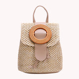 Straw Women Shoulder Backpack Bag - Holiday Schoolbag Handbags