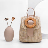 Straw Women Shoulder Backpack Bag Handbags
