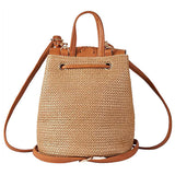 Straw Women Shoulder Backpack Bag Schoolbag Handbags for Outdoor Travel