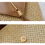 Woven Tote Beach Bag Straw Handbag with Tassel Decoration